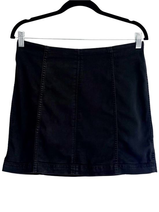Free People Dresses & Skirts - FREE PEOPLE Black Denim Mini Skirt Stretch Back Zip Size 10 Cotton